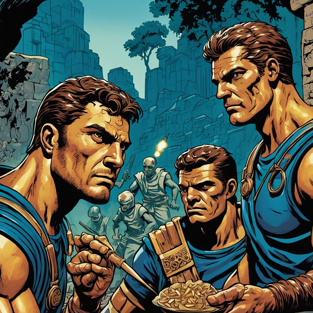 Ancient Greek Explorer in Comic Book Art Style