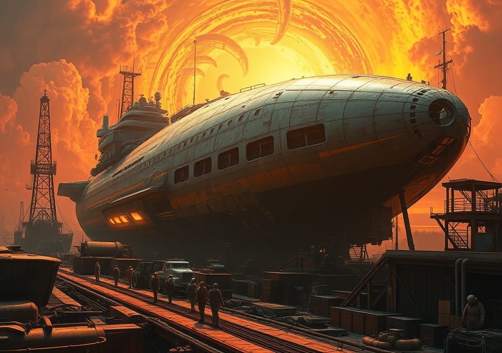 Exoplanet Spaceship Crash in Vibrant Digital Art Style