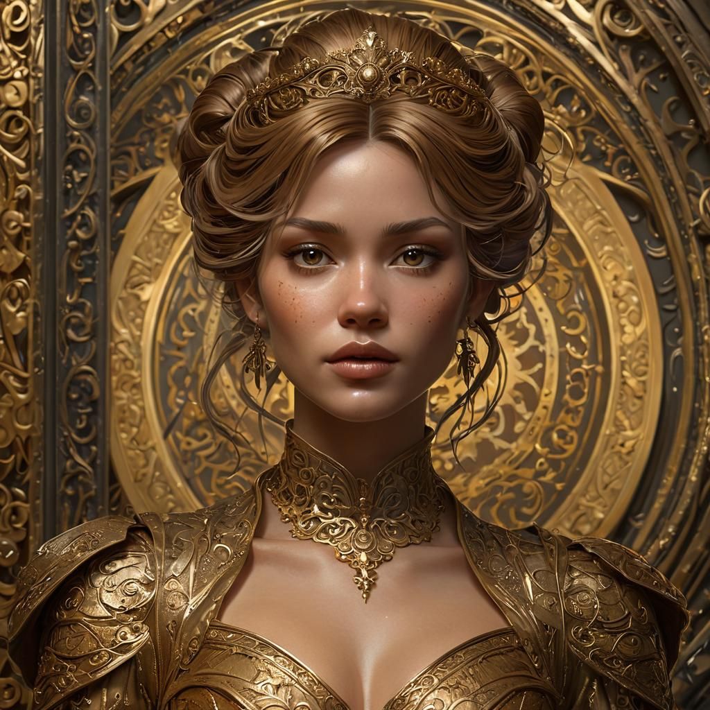 Belle's Metallic Transformation: Dark Fantasy Concept Art