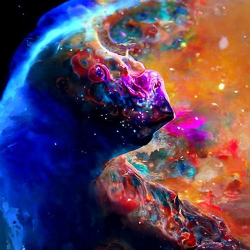 Holographic Nebula Illustration in Astral Mixed Media