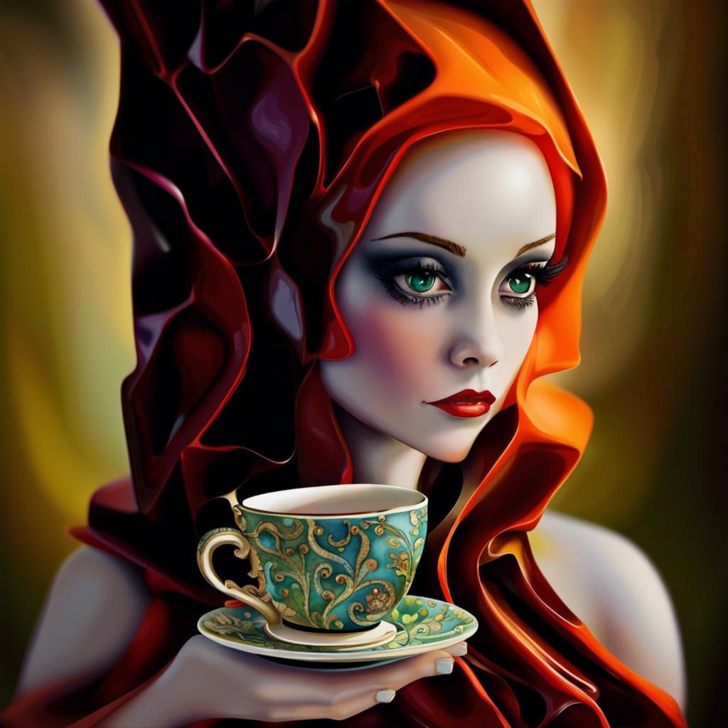Tea Cup Pixie in Abstract Art Style