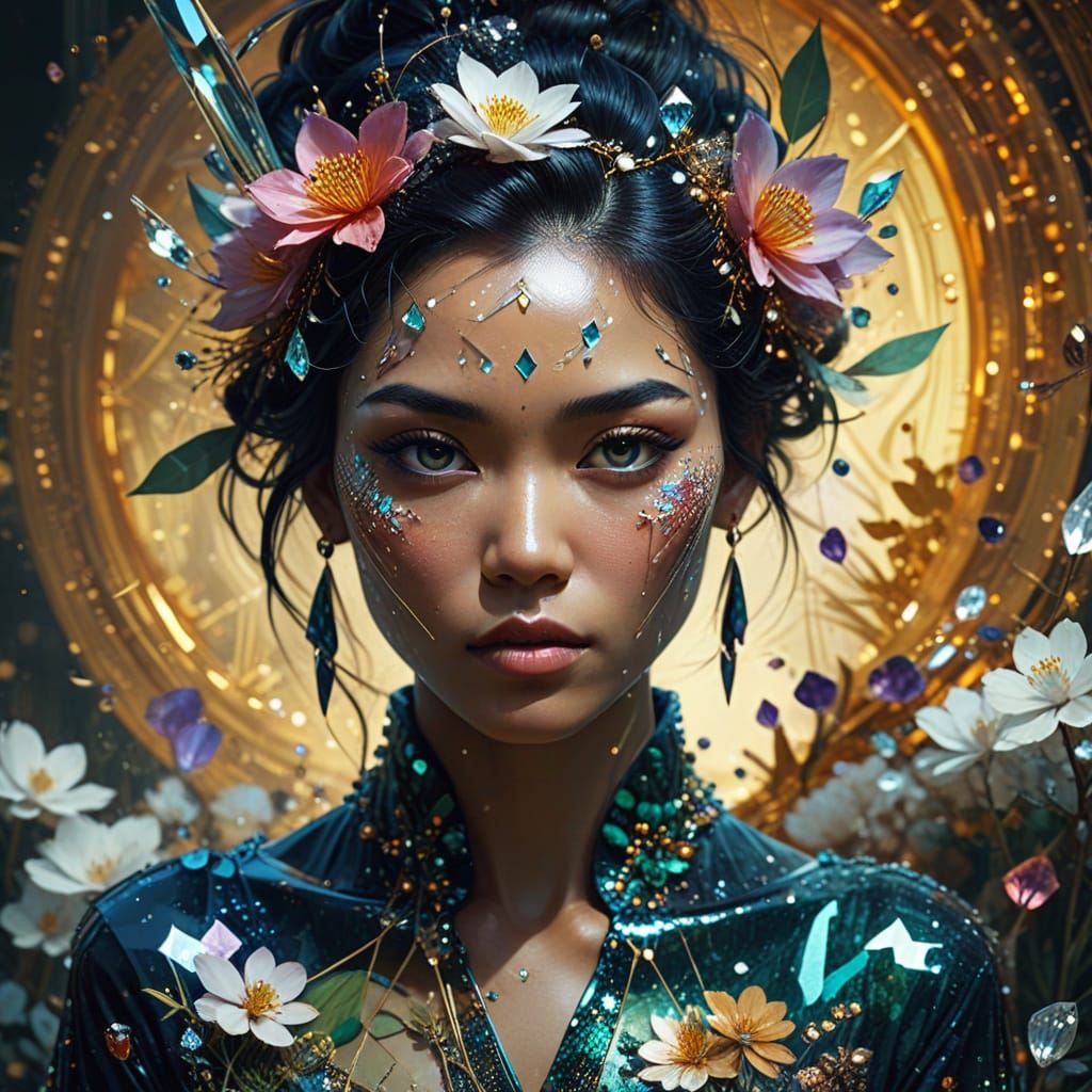 Yae Miko as High-Fashion Model in Double Exposure Style