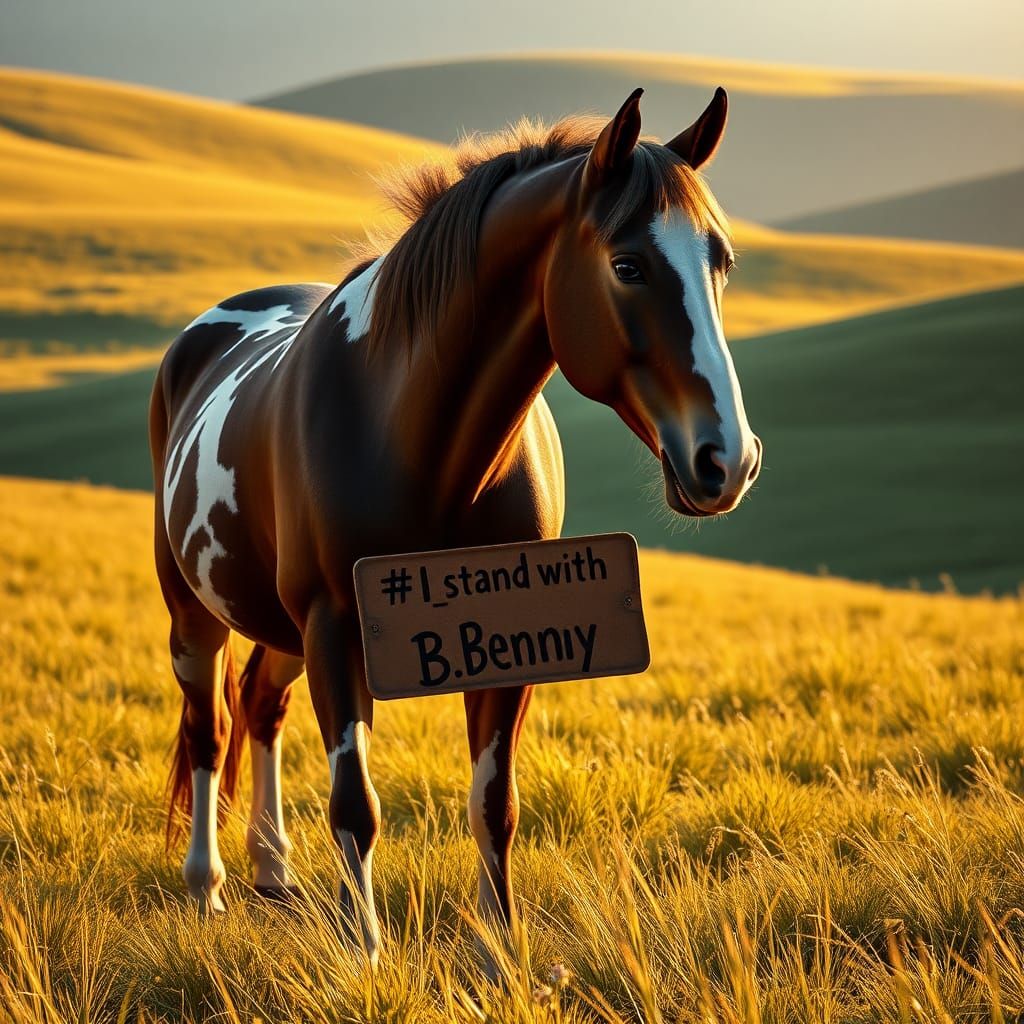 Majestic Horse Stands Proudly in Grassy Field