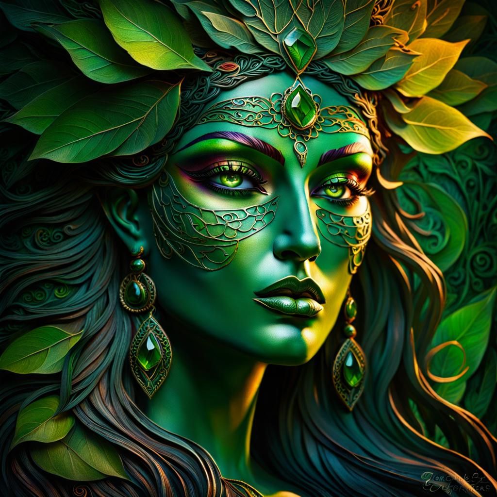 Sensual Pagan Goddess of Passion in Vivid Colors