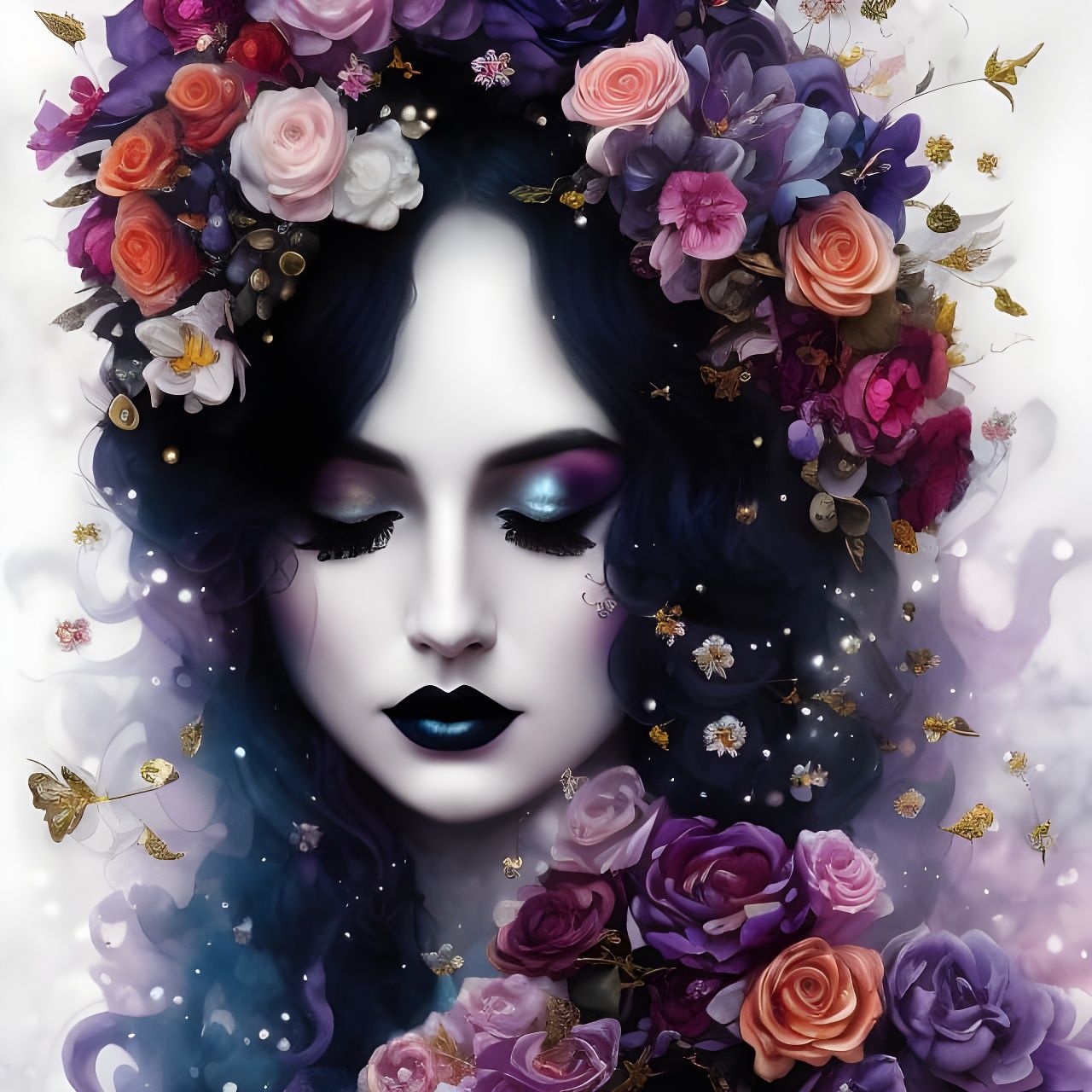 Magical Ghost Queen Dripping Flowers and Gems