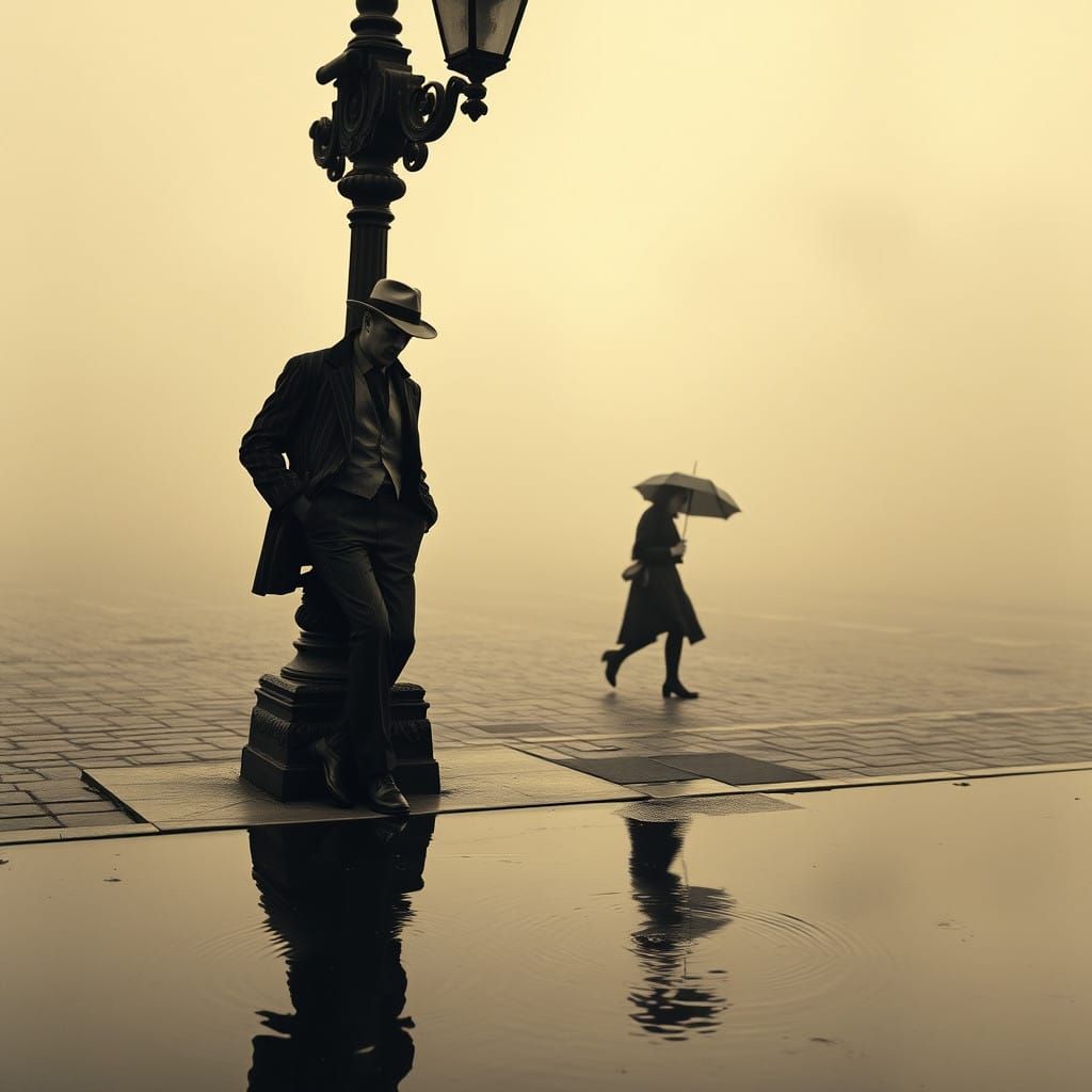 Parisian Nocturne in Classic Film Noir Style