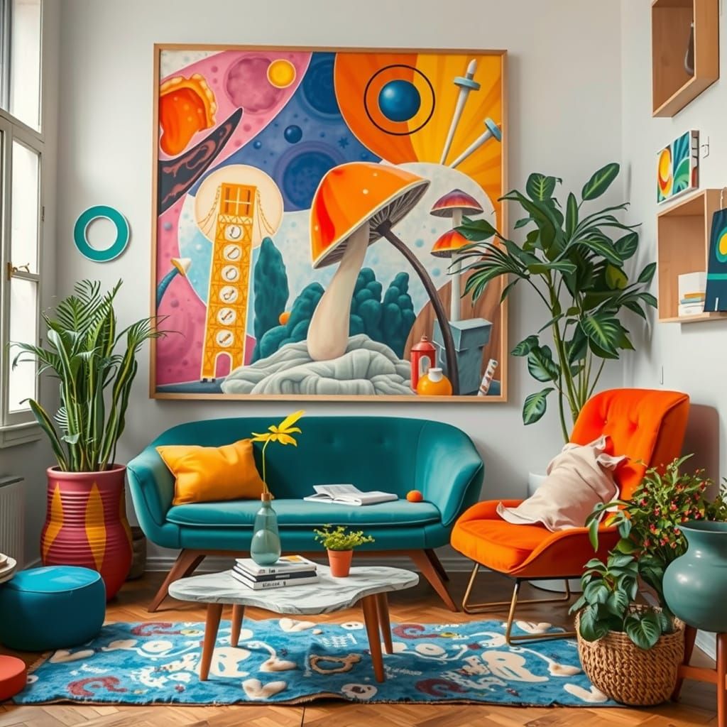 Surreal Chewing Gum Bungalow with Mushroom Decor