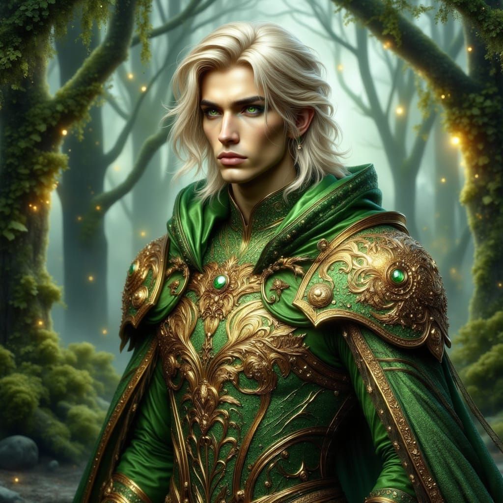 Elf Guardian in Nouveau-Punk Metallic Forest