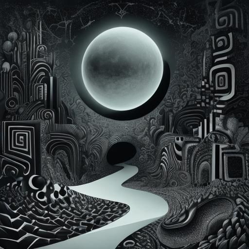 Abstract Black and White Surrealist Landscape