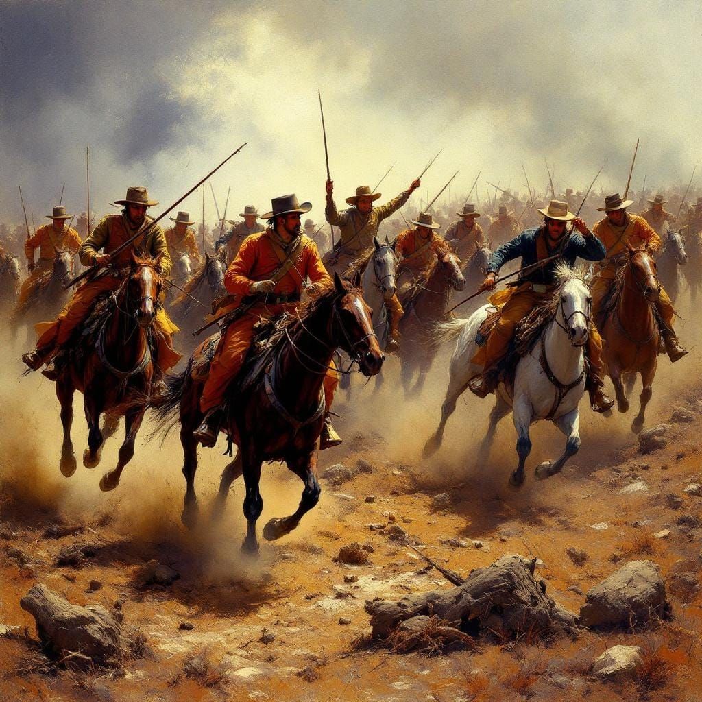 Cavalry Charge on San Juan Hill, Impressionistic Style