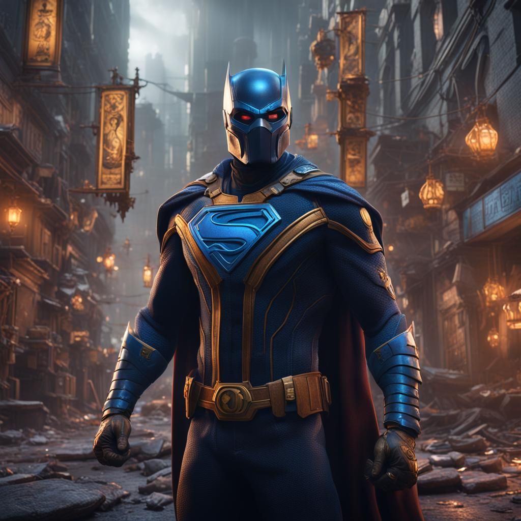 Teleporting Superhero Stops Robber: Fantasy Concept Art