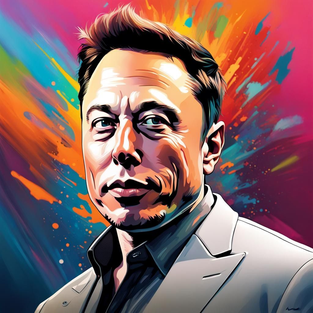 Hyperrealistic Portrait of Elon Musk in Splash Art Style