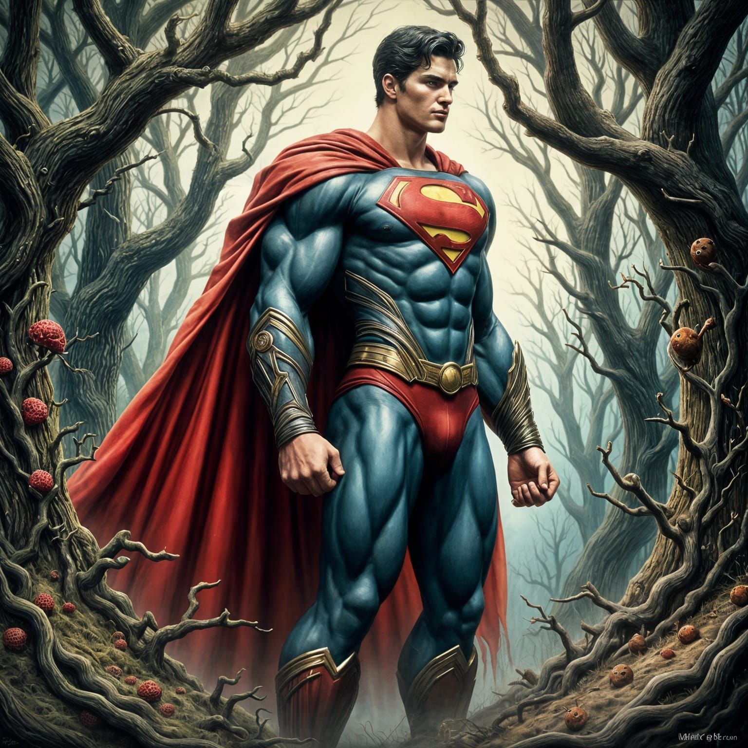Surreal Superman in Pop Surrealist Style