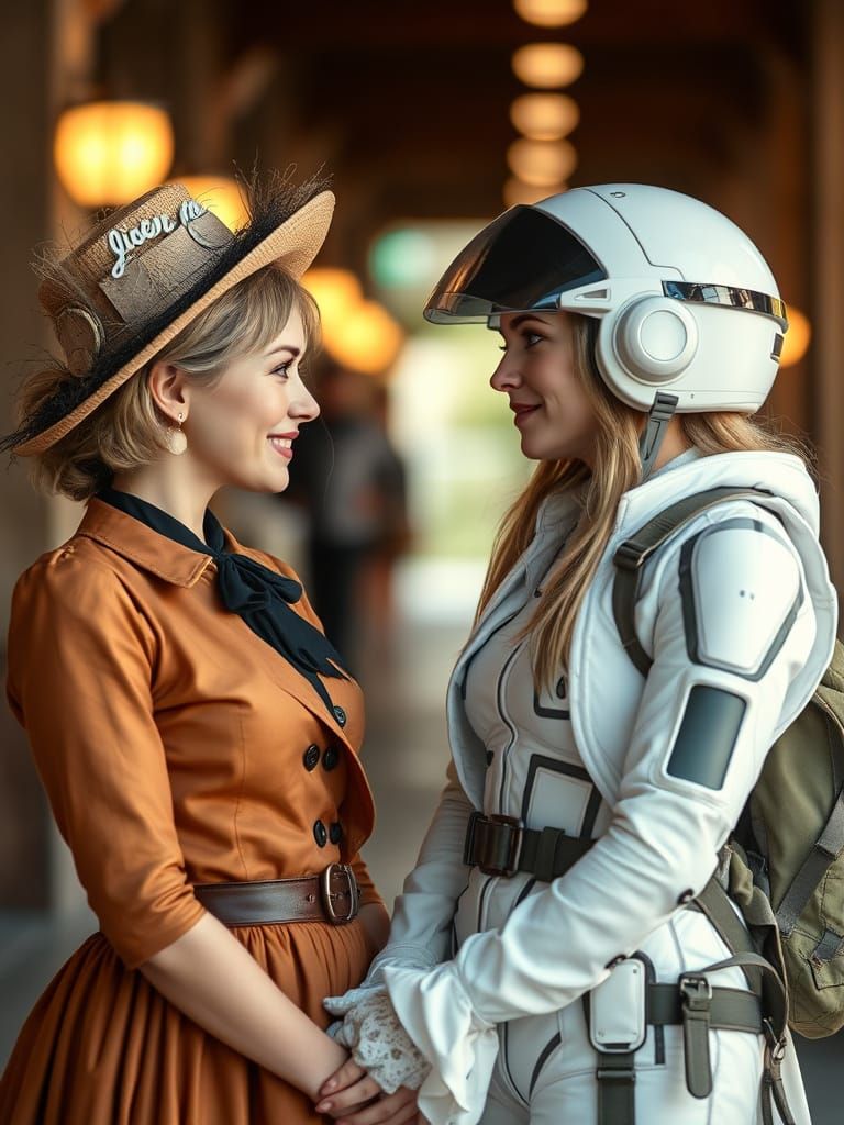 Two Friends Meeting Across Time, Professional Photography