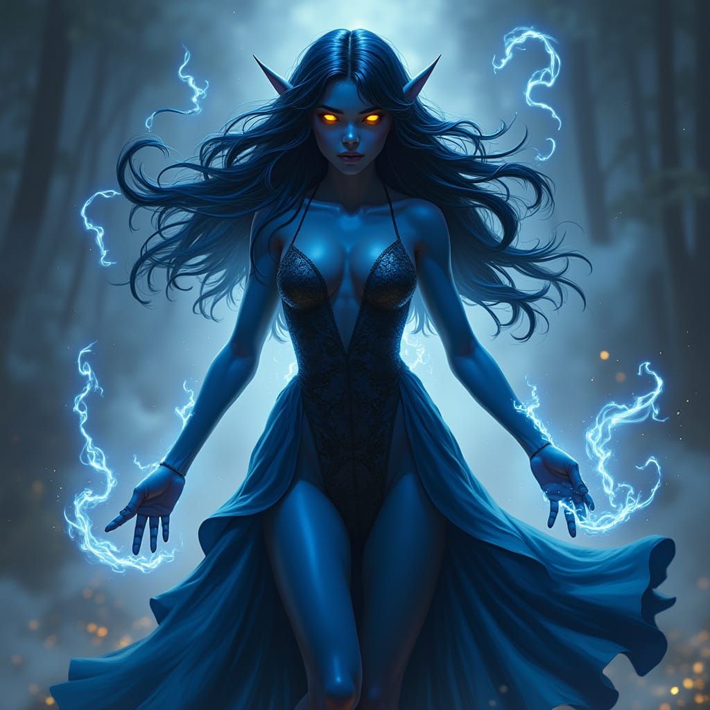 Female Nightcrawler with Iridescent Blue Skin and Teleportat...