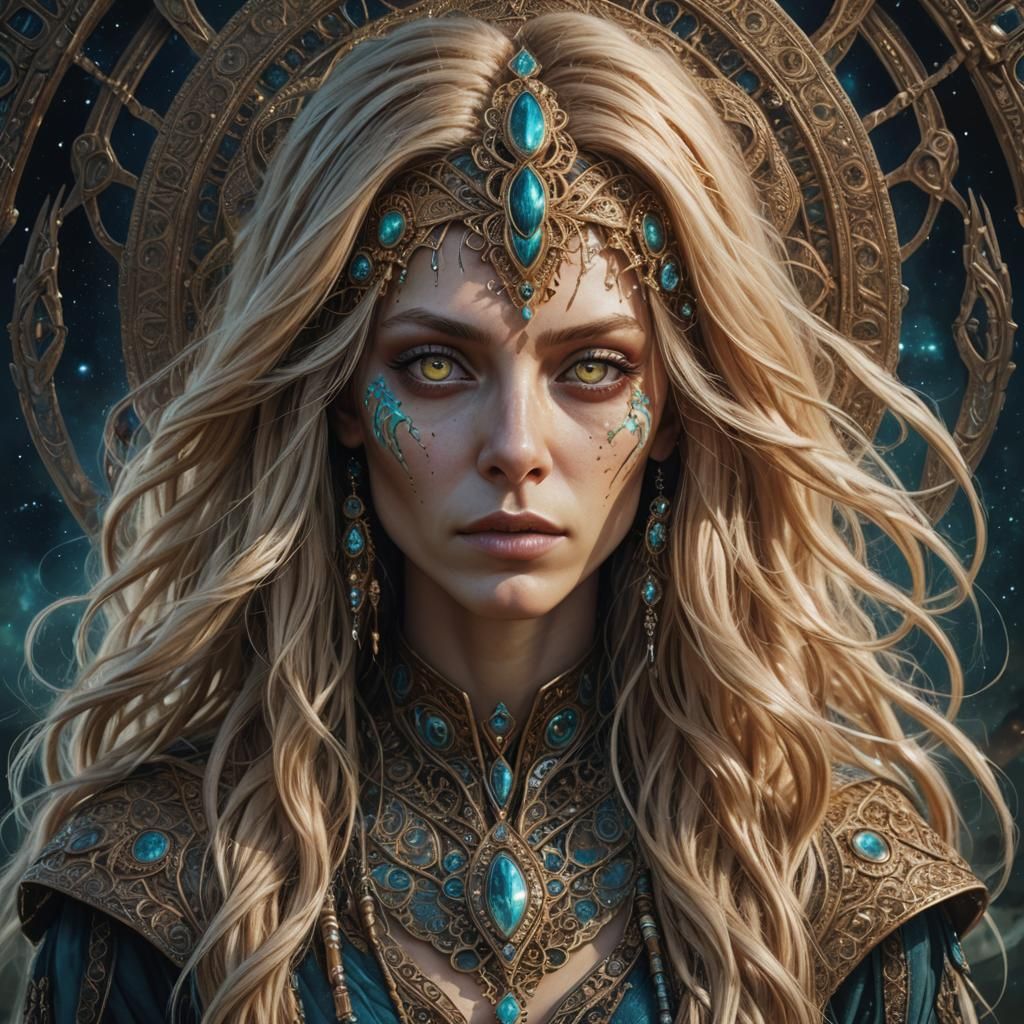 Hyperrealistic Alien Woman Portrait with Glowing Eyes