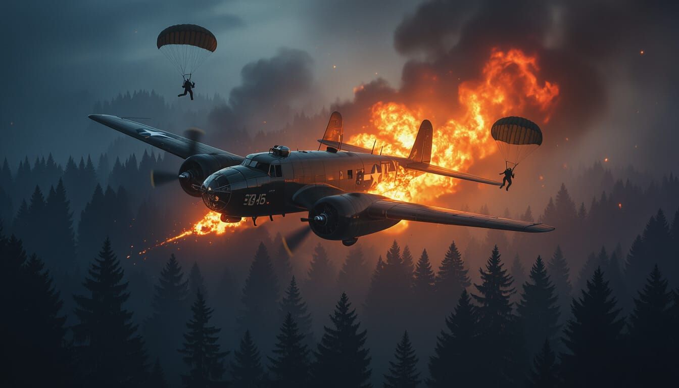 WWII Bomber Explodes Over Washington Forest