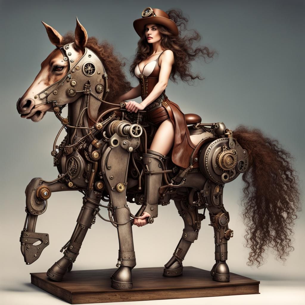 Steampunk Centaur Woman Fantasy Art