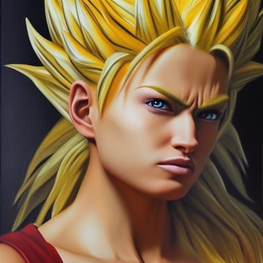 Beautiful Super Saiyan in Baroque Oil Painting Style