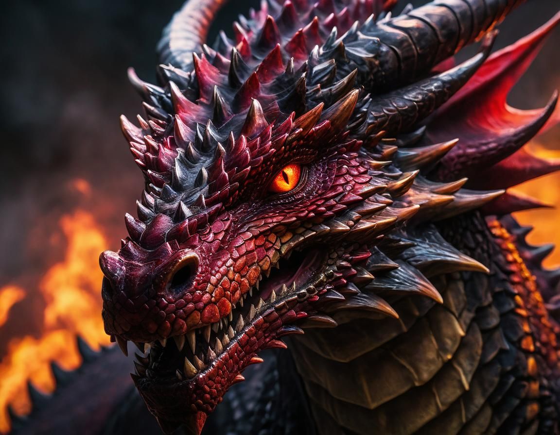 Menacing Red Dragon with Fiery Eyes