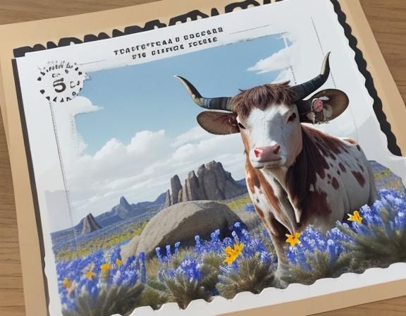 Postcard: Texas longhorn cattle