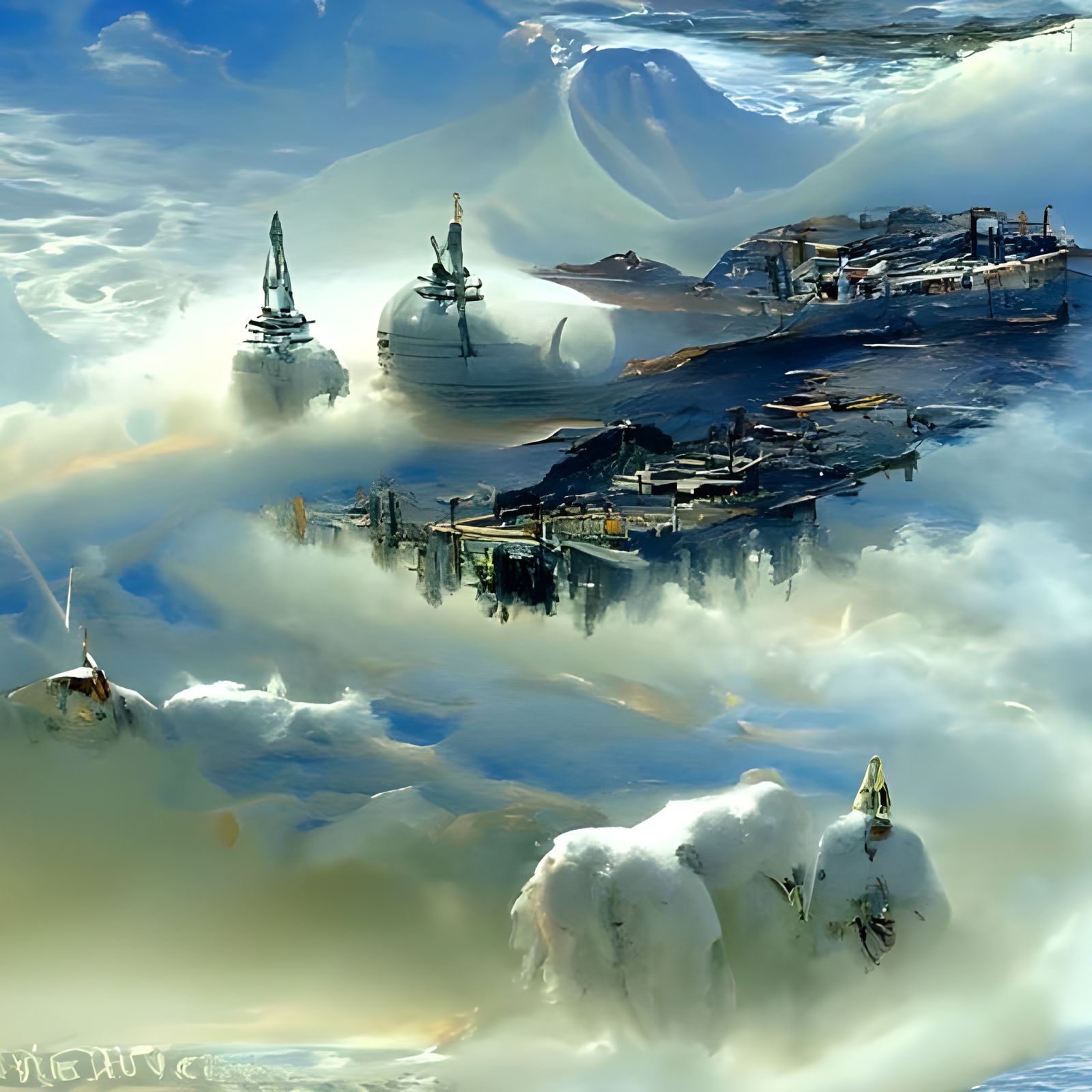 Mystical Sci-Fi Harbour in Ukiyo-e Style