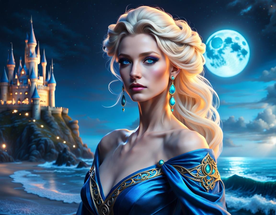 Enchanting Sorceress in Moonlight Photograph