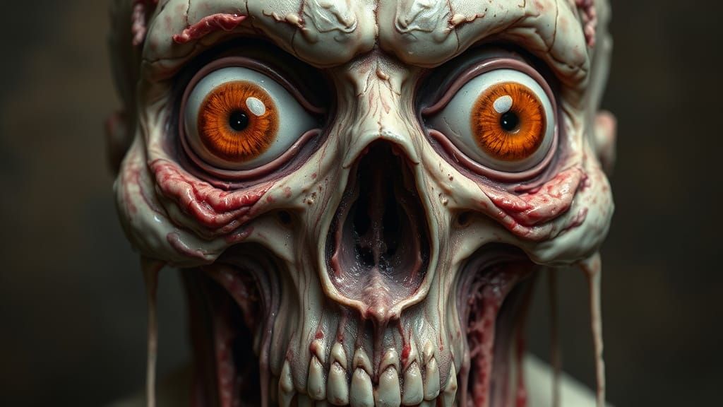 Distorted Skull with Bulging Eyes in Dark Fantasy Style