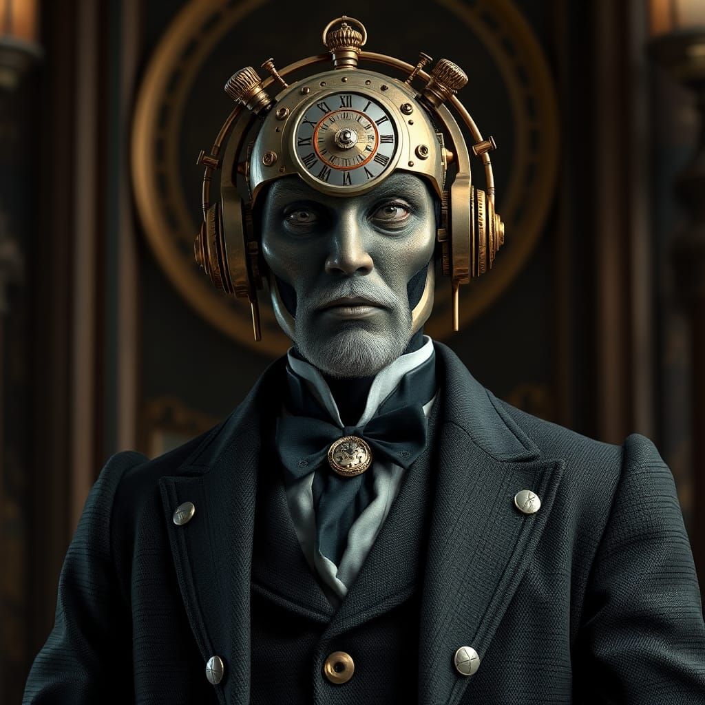 Steampunk Gentleman of Elegance in Victorian Era Attire