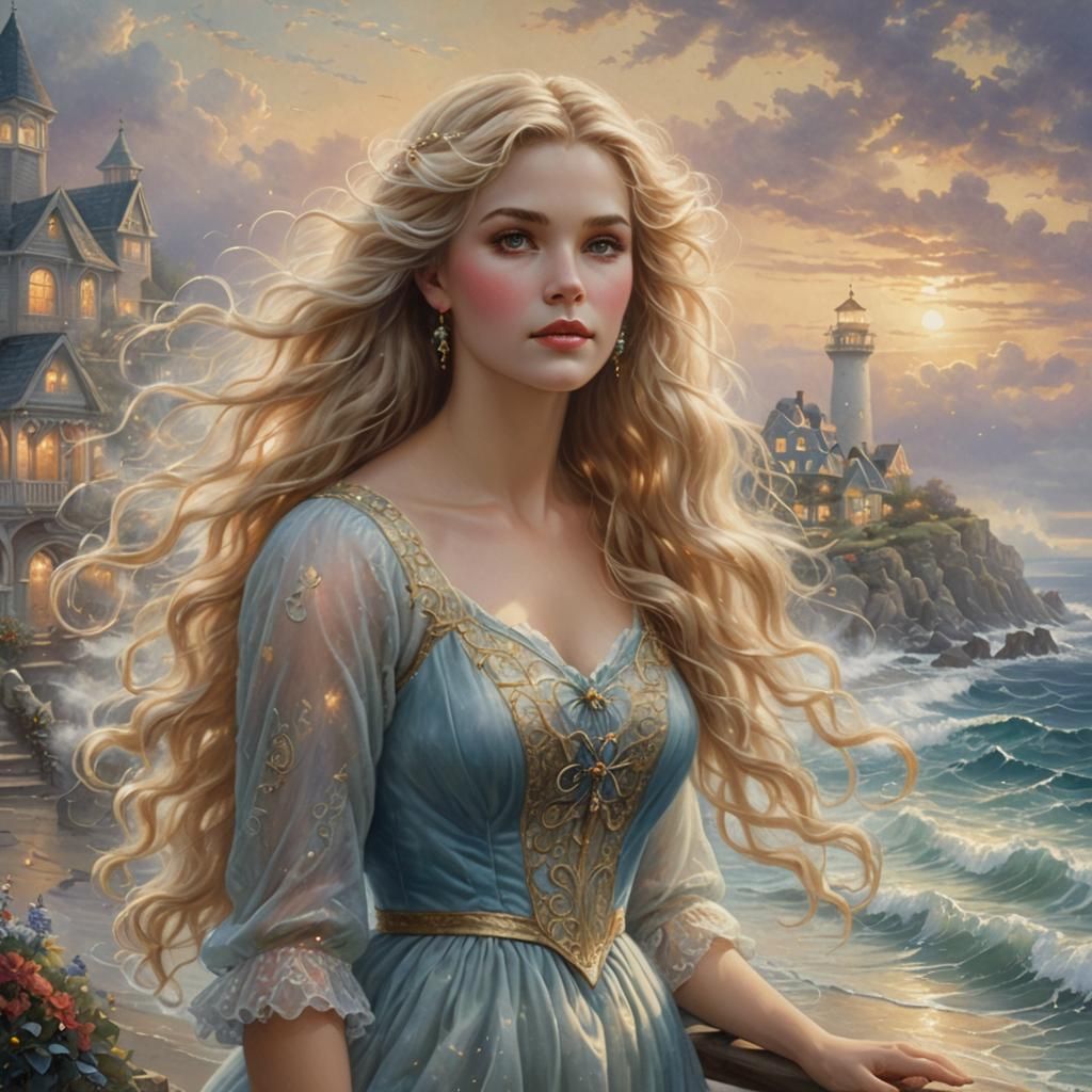 Seaside Beauty: Ethereal Portrait in Fantasy Style