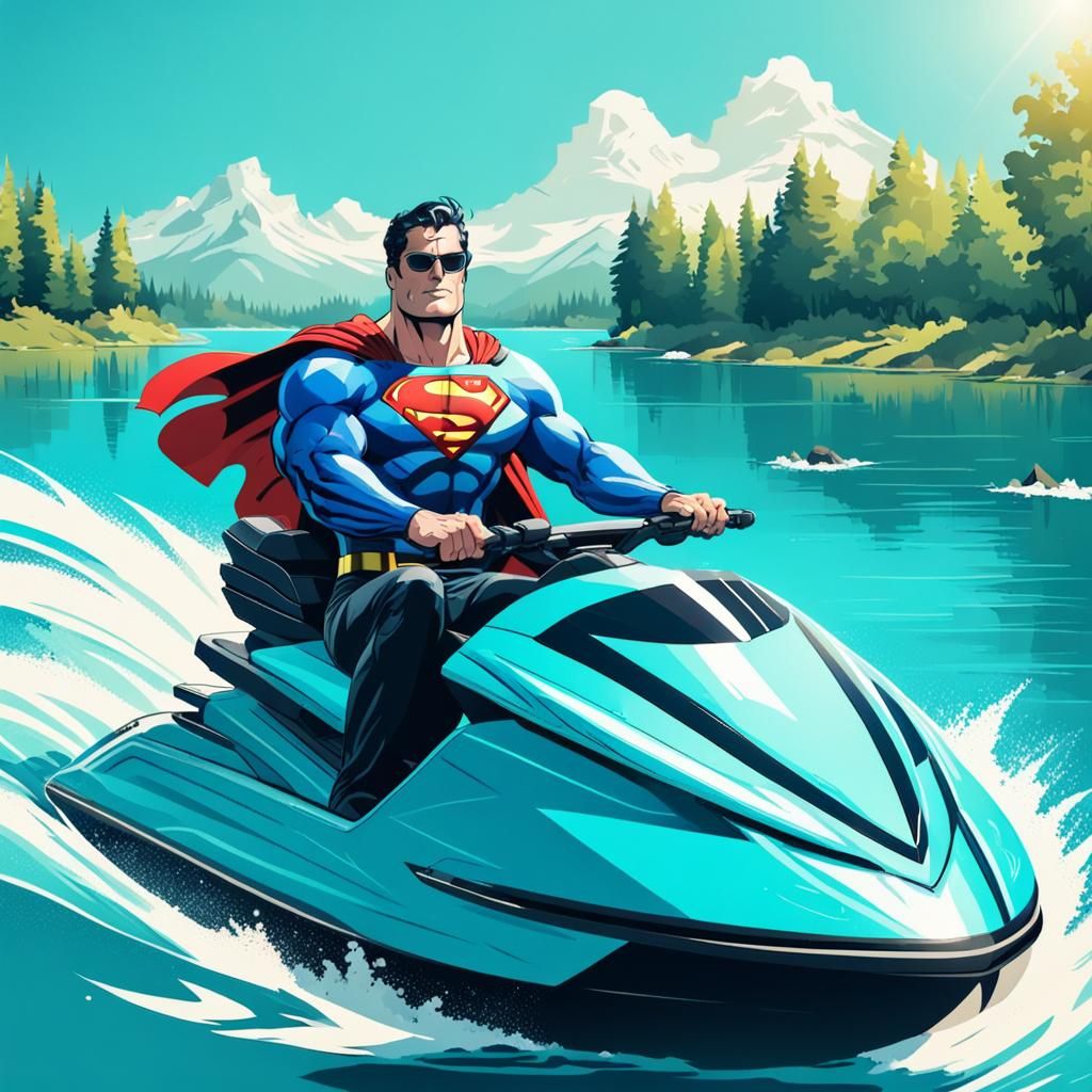 Superman on Vacation: Jet Skiing on Aqua Lake
