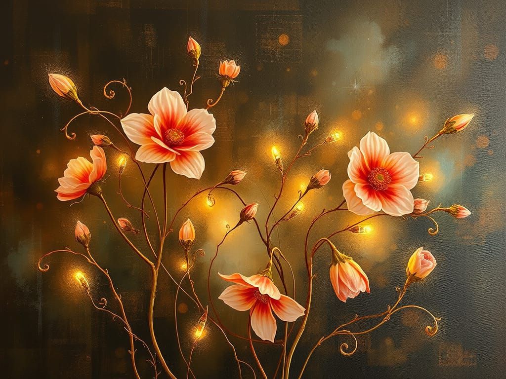 Ethereal Floral Tendrils in Light