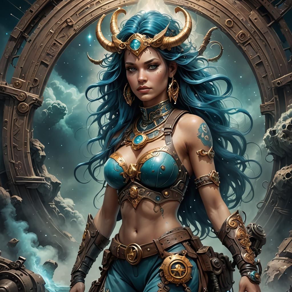 Post-Apocalyptic Aquarius in Airbrush Style