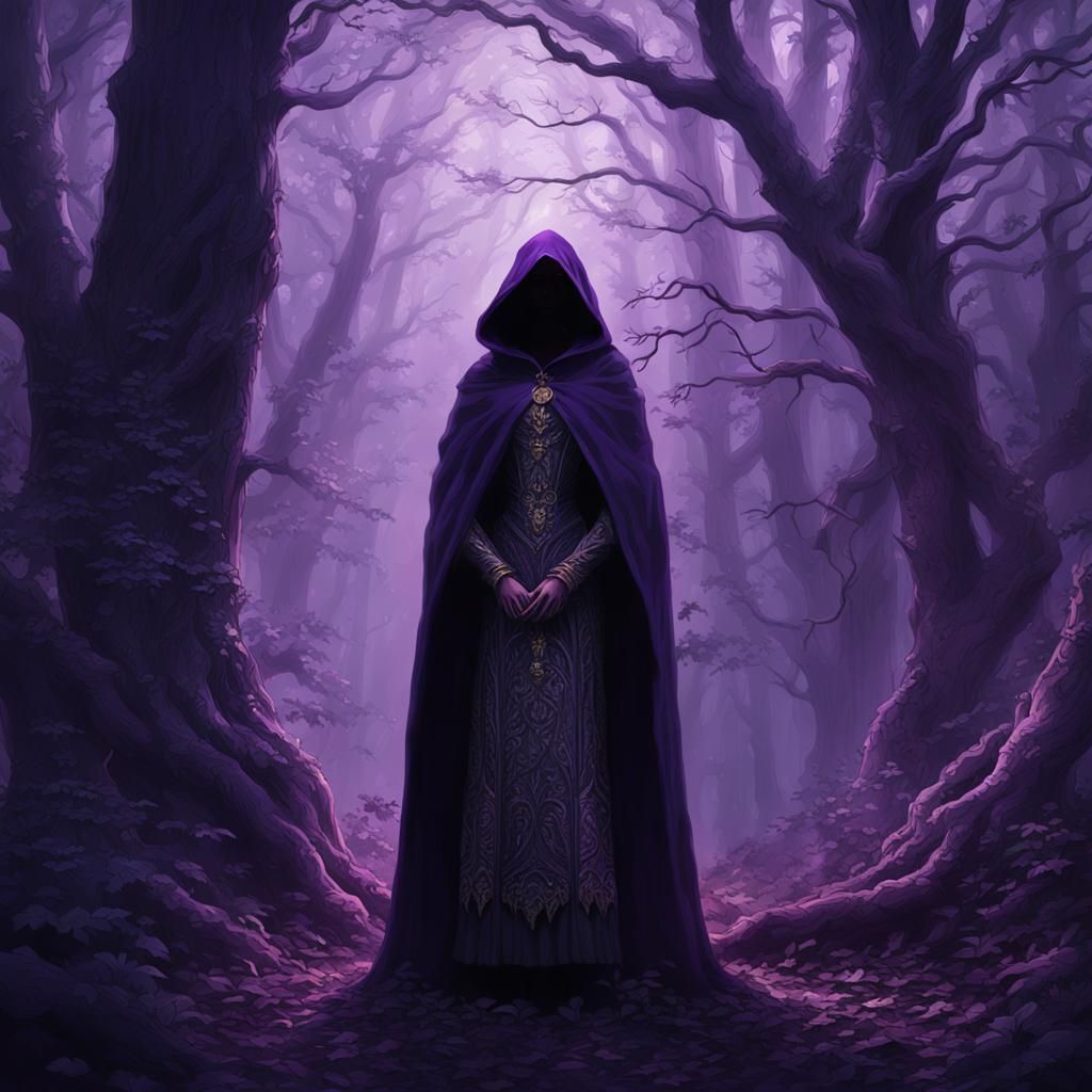 Woman in Dark Forest: Dark Fantasy Concept Art