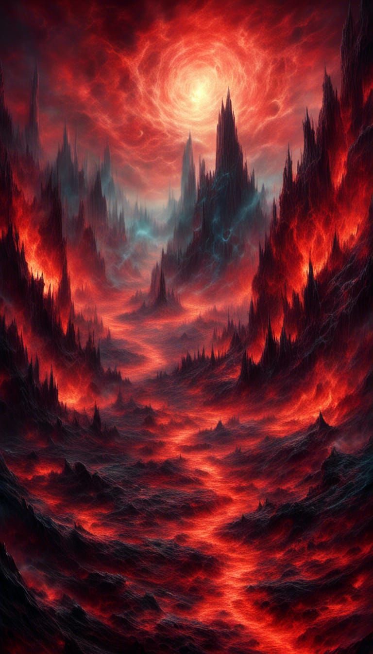 Fiery Cosmic Galactic Landscape Art