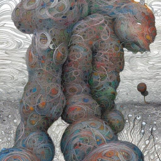 Woolly Humanoid Mutation in Surrealist Style