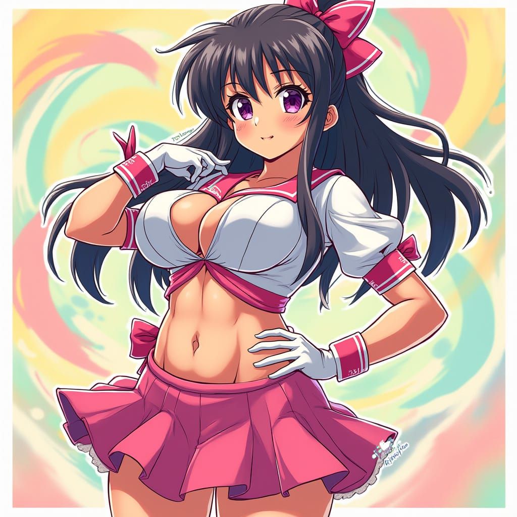 Vibrant Anime Girl in Sailor Fuku Uniform