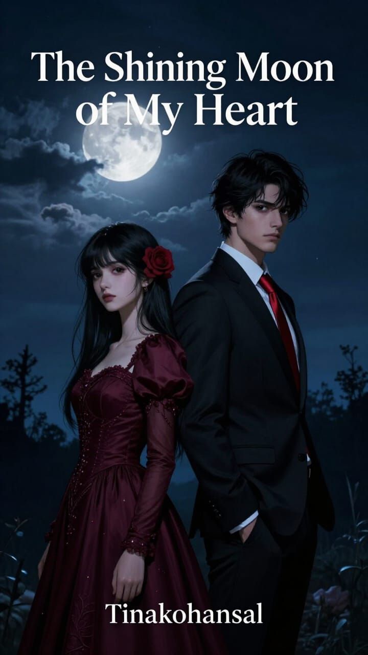 Romantic & Melancholic Book Cover: Lovers Under Moon