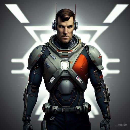 Martian Cyborg with Retro-Futuristic Chest Plate