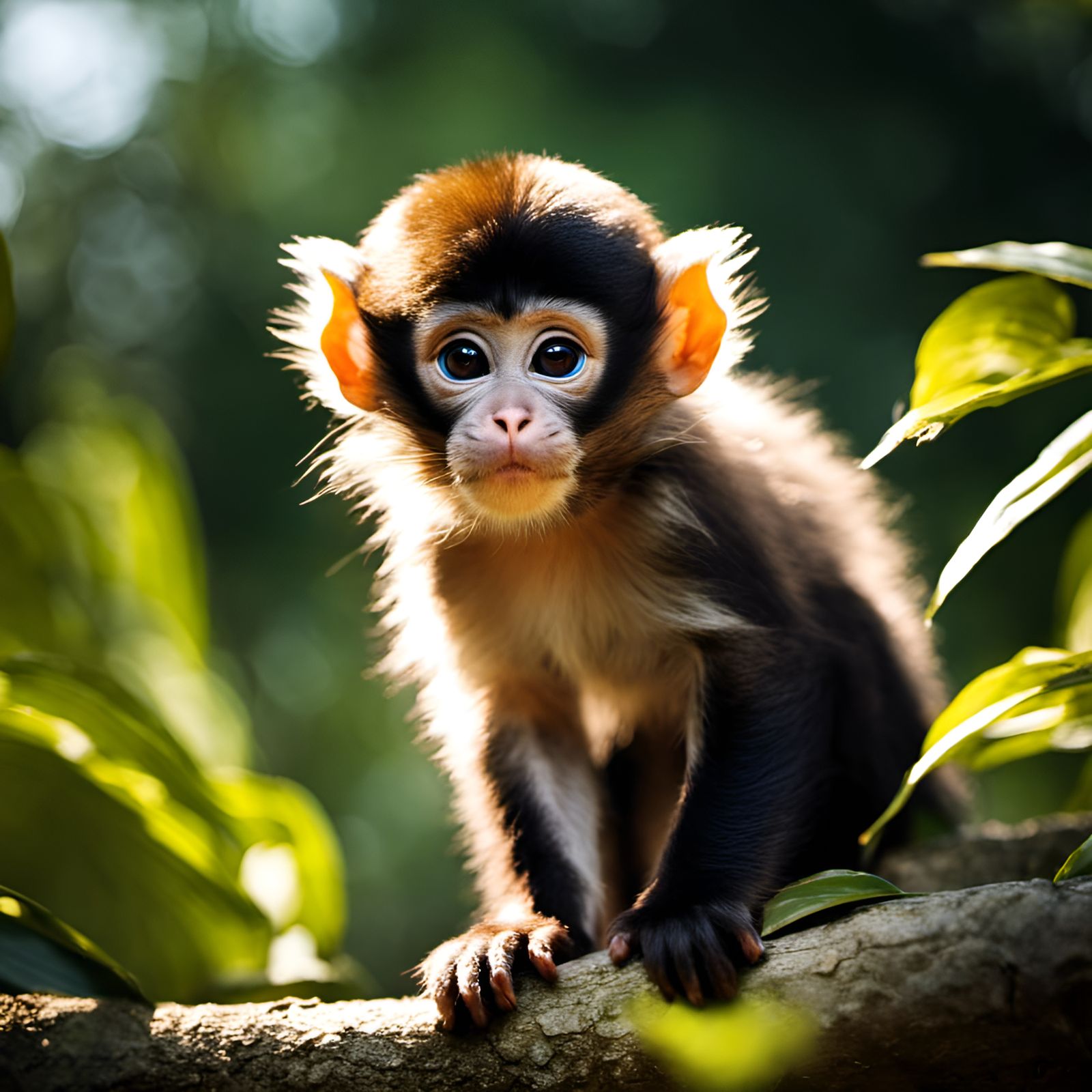 Adorable Monkey Portrait in Digital Art Style