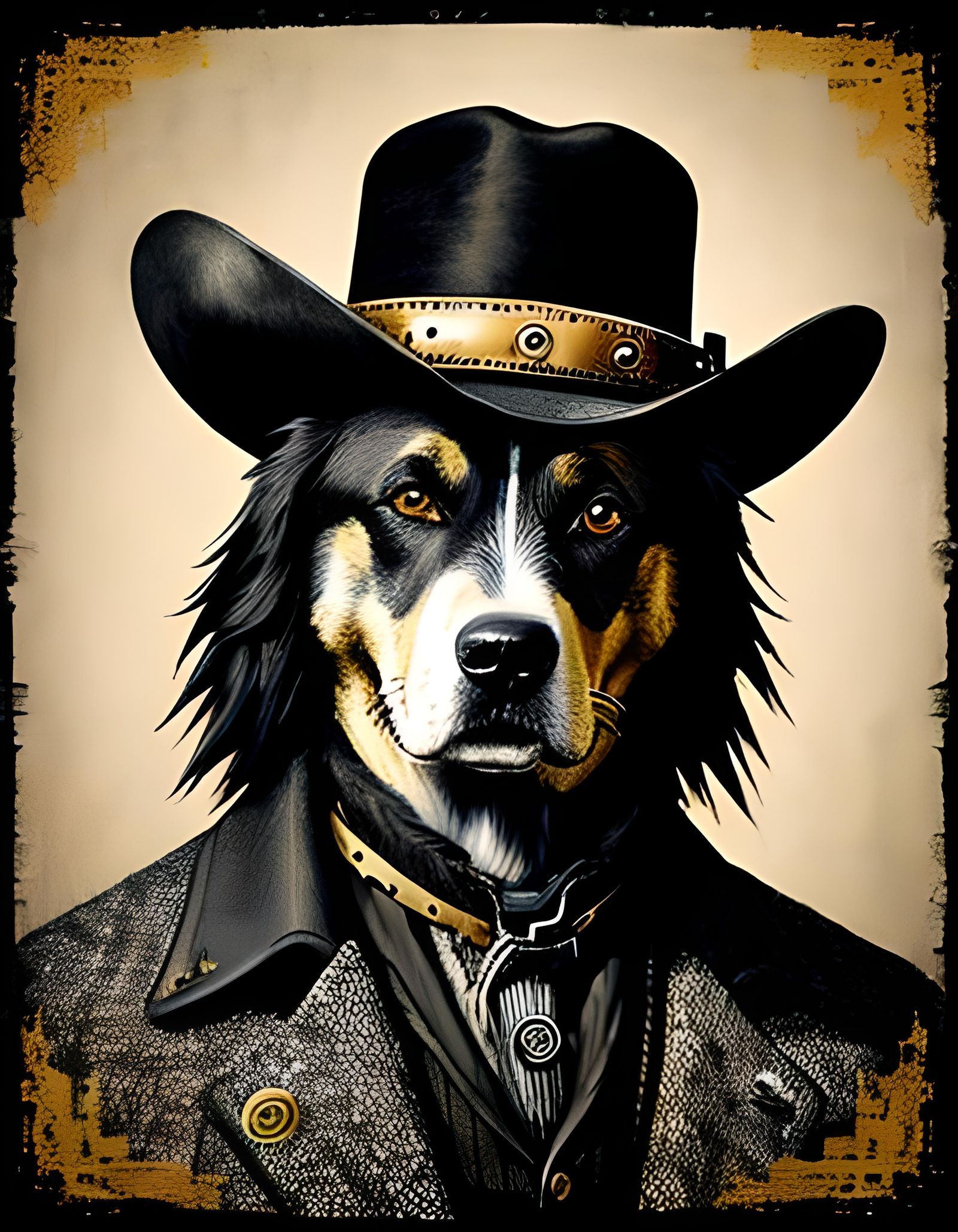 Cowboy Dog in a Spaghetti Western Style