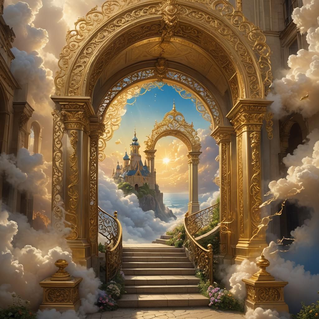 Golden Gateway to Heaven in Magic Realism