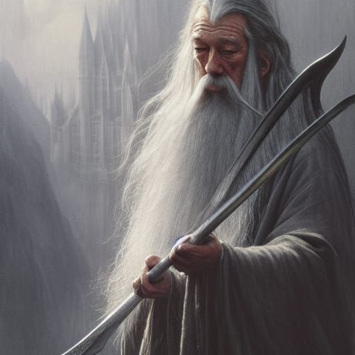 Gandalf the Wizard in Dark Fantasy Style