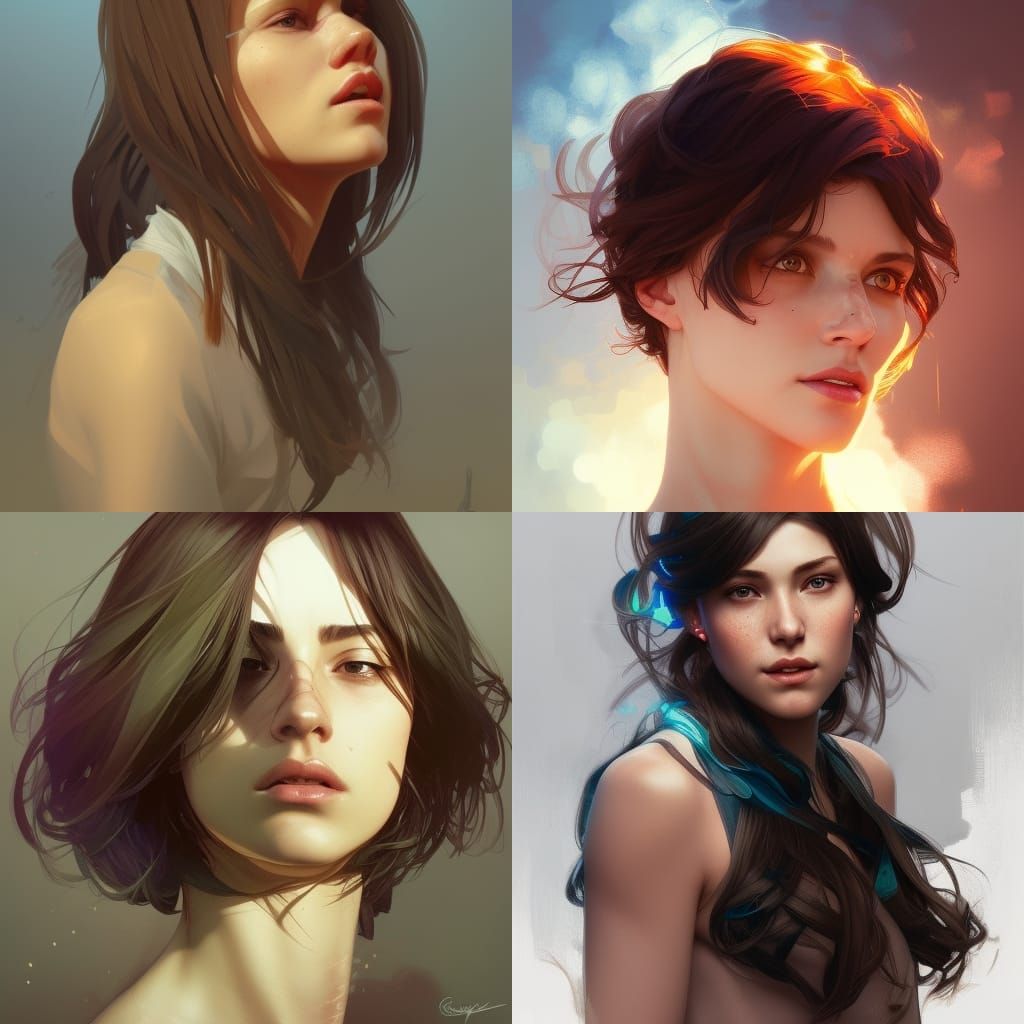 Detailed Portrait of a Lesbian in Art Nouveau Style