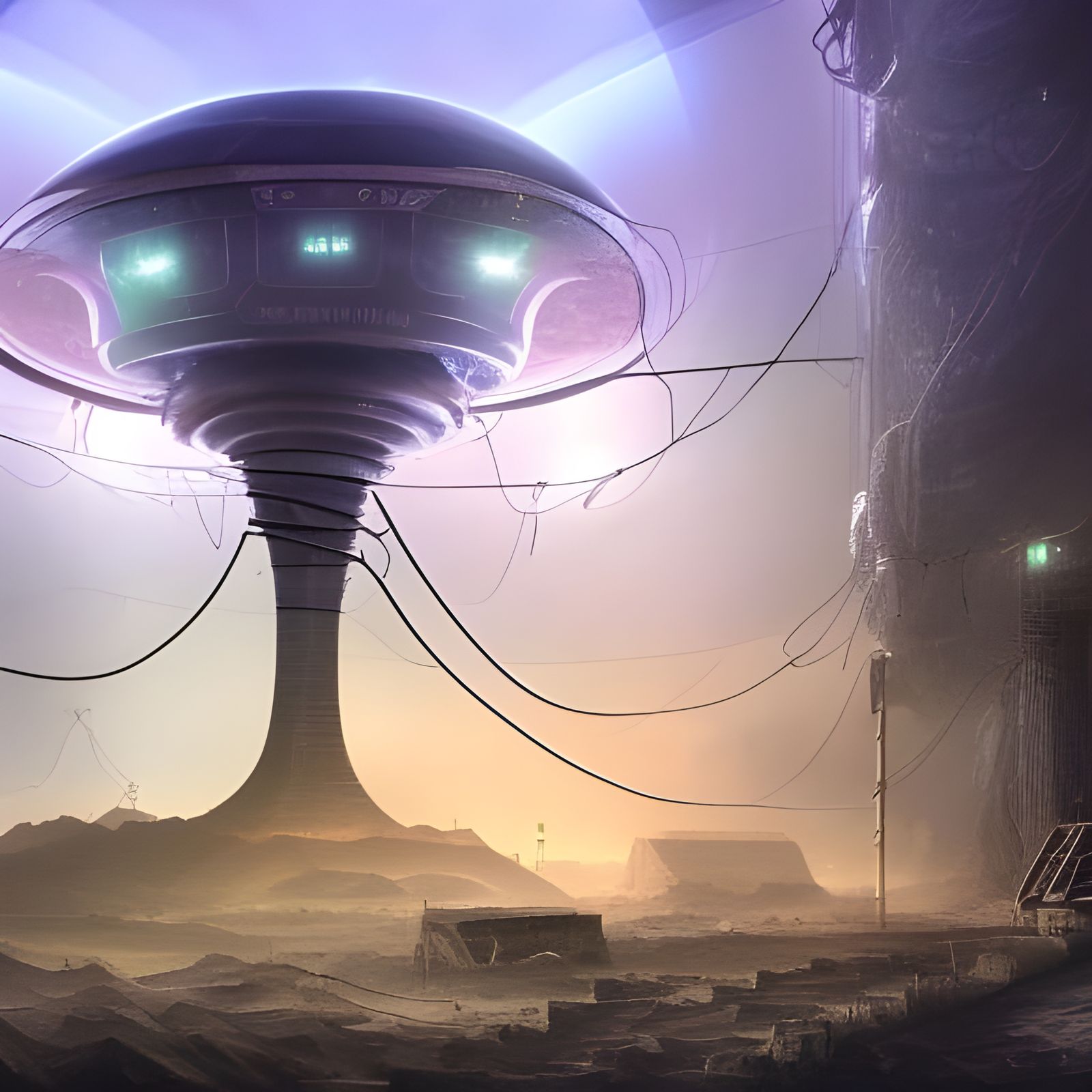 Underground Bunker with Alien Antennas in Detailed Matte Pai...