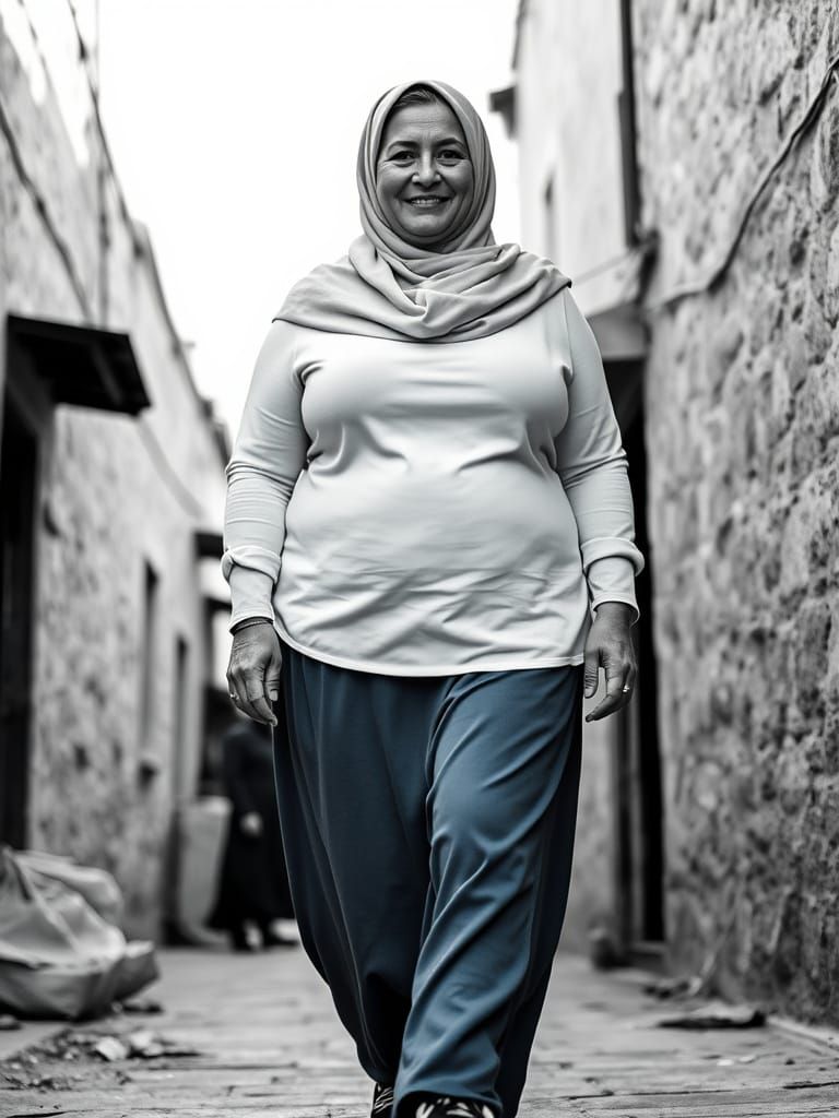 Elegant Portrait of Middle Eastern Woman in Black and White