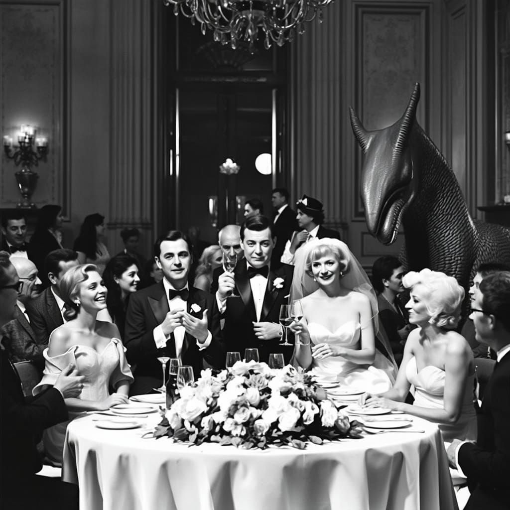 Surrealist Wedding Celebration in a Futuristic Setting