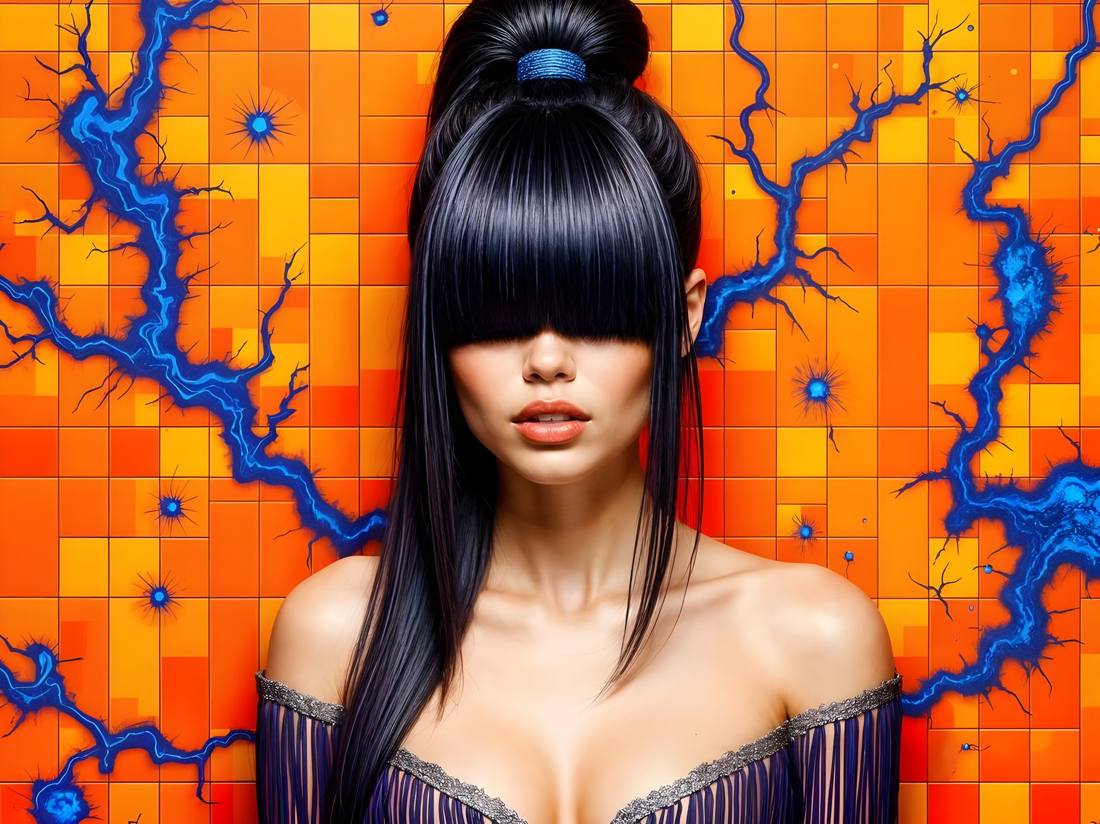 Sydney Sweeney with Electric Lightning Backdrop