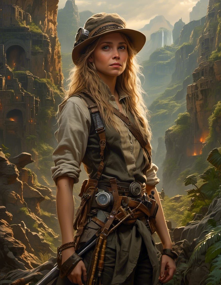 Mary-Kate Olsen in Post-Apocalyptic Acrylic Painting