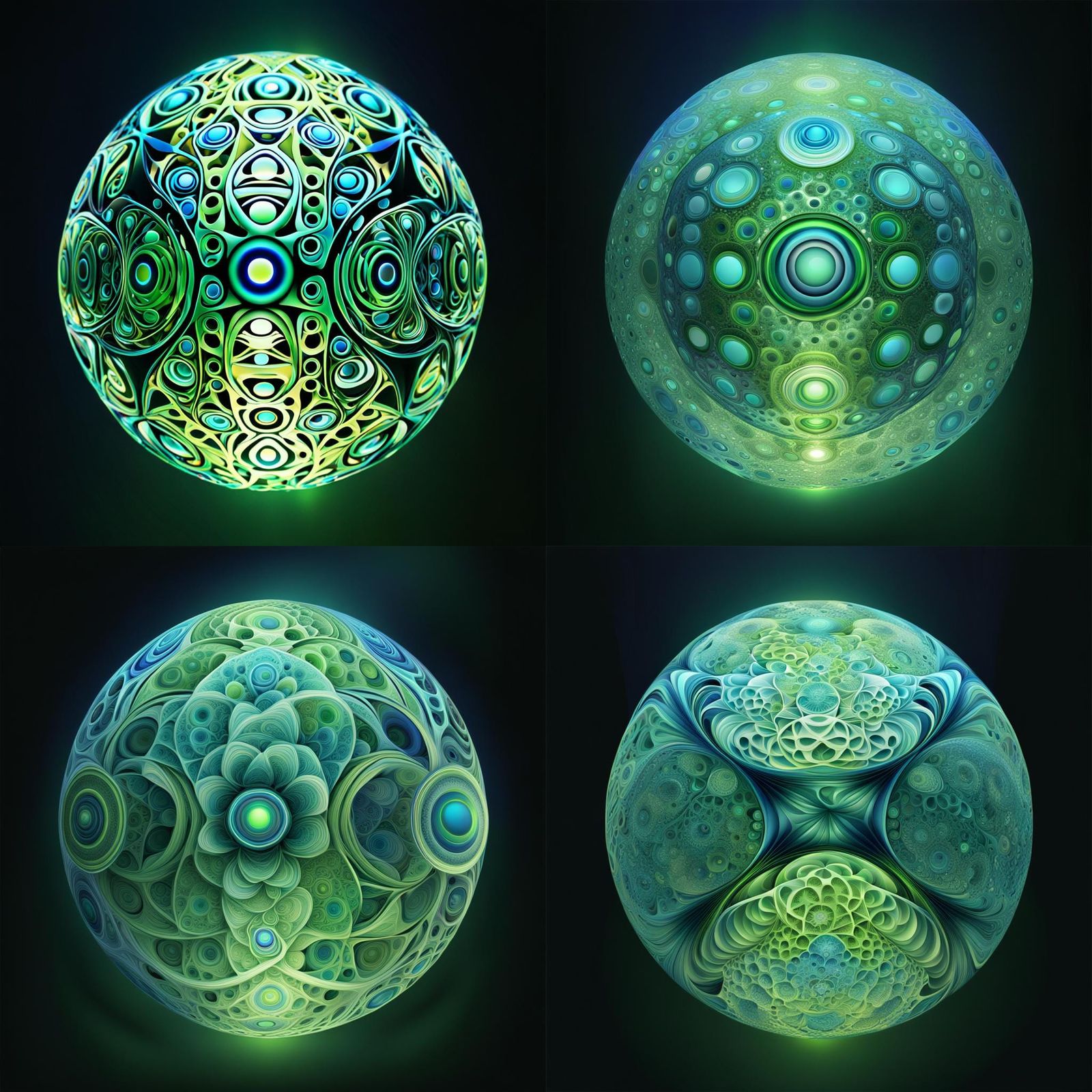 Blue and Green Orb with Geometric Circle Pattern